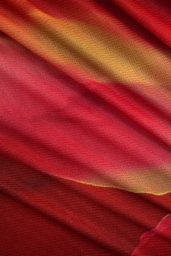 MICAS Bodysuits-Ombre Print Mesh Long Sleeve Bodysuit MAROON