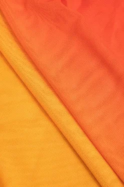 MICAS Swimwear-Ombre Ruffle One Shoulder Cover Up Contrast Color