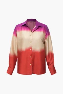 MICAS Long Sleeve Tops|Long Sleeves Tops-Ombre Satin Long Sleeve Shirt MULTICOLOR