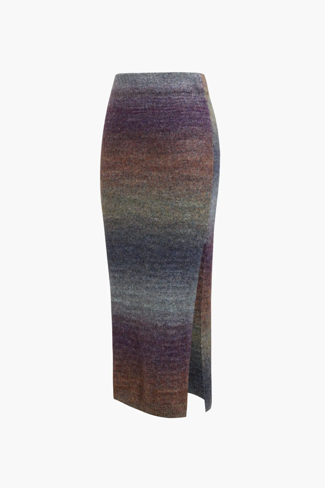 MICAS Skirts-Ombre Side Slit Knit Midi Skirt LILAC