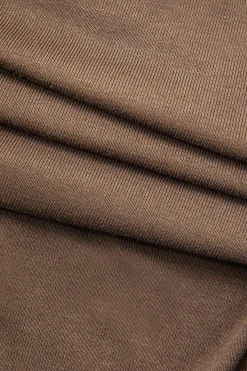 MICAS Maxi Dresses-One Shouder Patchwork Ruched Slit Maxi Dress LIGHT BROWN