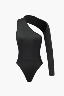 MICAS Jumpsuits & Rompers-One Shoulder Cut out Bodysuit BLACK