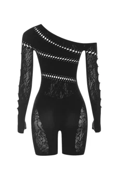 MICAS Jumpsuits & Rompers-One Shoulder Cut Out Lace Romper