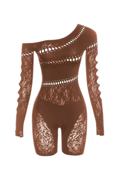 MICAS Jumpsuits & Rompers-One Shoulder Cut Out Lace Romper