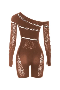 MICAS Jumpsuits & Rompers-One Shoulder Cut Out Lace Romper