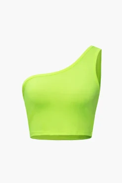 MICAS Skirt Sets-One Shoulder Tank Top And Twist Detail Skirt Set NEON GREEN