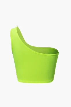 MICAS Skirt Sets-One Shoulder Tank Top And Twist Detail Skirt Set NEON GREEN