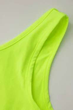 MICAS Skirt Sets-One Shoulder Tank Top And Twist Detail Skirt Set NEON GREEN