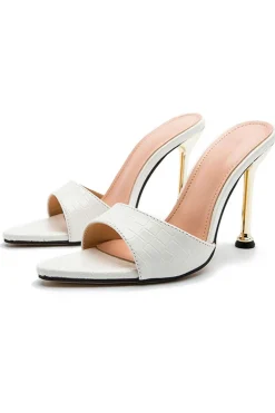 MICAS Shoes|Shoes-Open Pointed Toe Ankle-strapless High-heeled Sandals