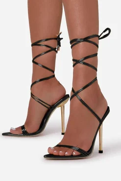 MICAS Shoes|Shoes-Open Pointed-toe Lace-up High Heels BLACK