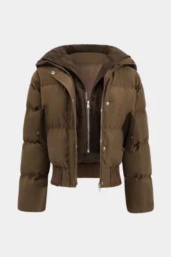 MICAS Outerwear|Outerwear-Padded Pocket Puffer Jacket BROWN