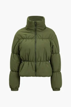 MICAS Outerwear|Outerwear-Padded Zipper Puffer GREEN