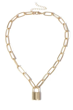 MICAS Necklaces|Accessories-Padlock Link Chain Necklace GOLD