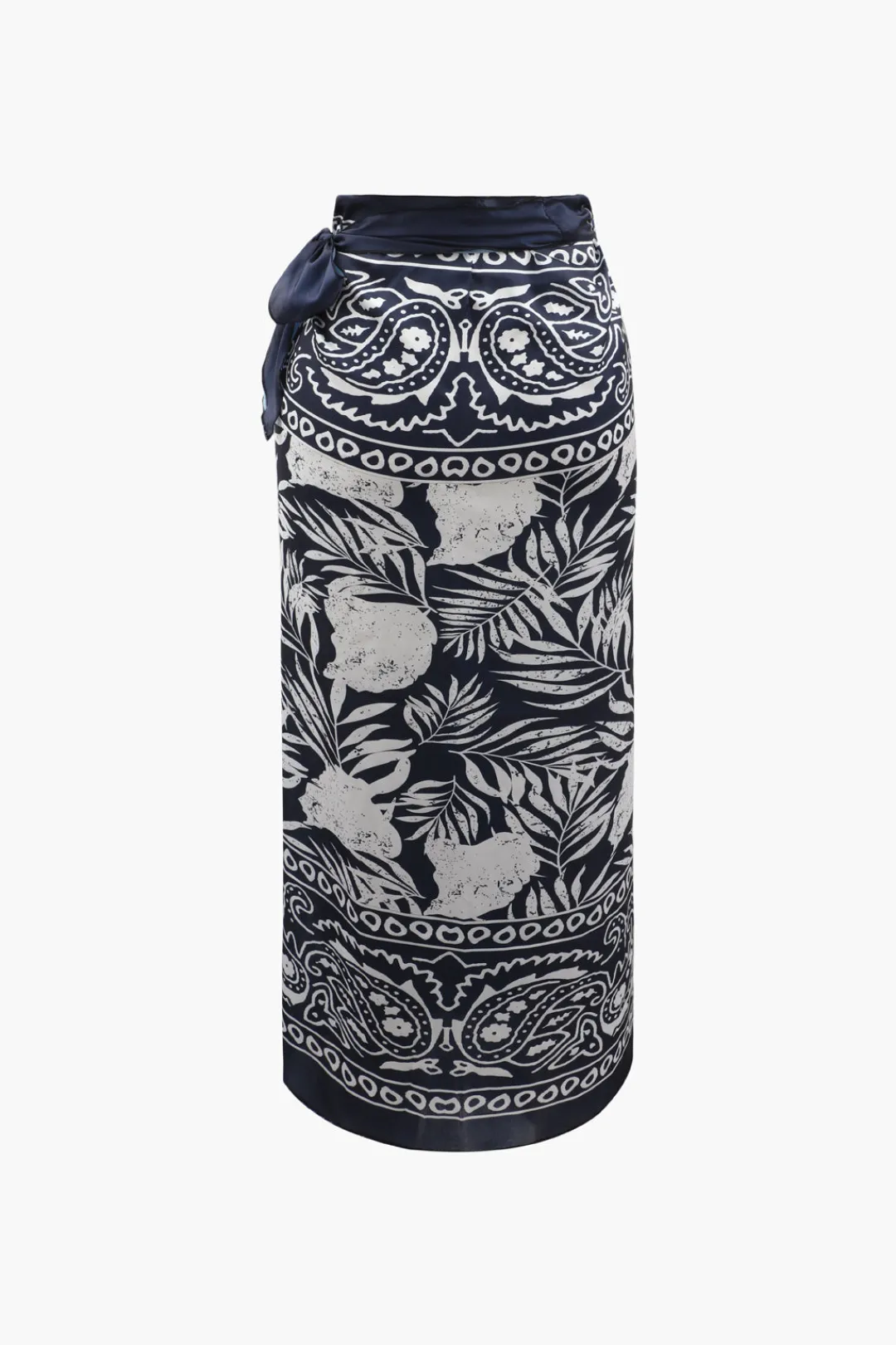 MICAS Skirts-Paisley Print Knot Side Midi Skirt Contrast Color