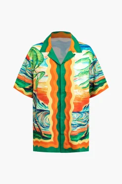 MICAS Short Sets-Palm Tree Print Shorts Set MULTICOLOR