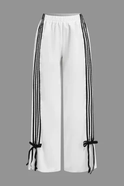 MICAS Pants-Patchwork Bow Detail Trousers