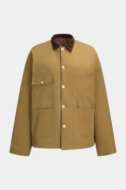 MICAS Outerwear|Outerwear-Patchwork Button Pocket Long Sleeve Jacket TAN