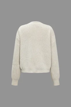 MICAS Outerwear|Knitwear-Patchwork Denim Knit Color Block Button Asymmetrical Pocket Cardigan