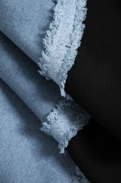 MICAS Pants-Patchwork Detail Wide Leg Trousers BLACK