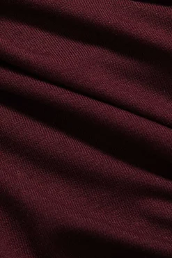 MICAS Bodysuits-Patchwork Faux Leather Long Sleeve Bodysuit BURGUNDY