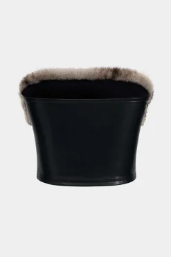 MICAS Tube Tops-Patchwork Faux Leather Strapless Tube Top BLACK