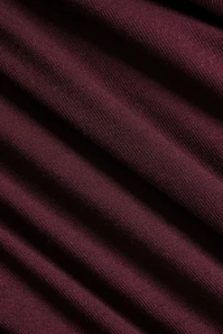 MICAS Bodysuits-Patchwork Long Sleeve Faux Leather Bodysuit BURGUNDY