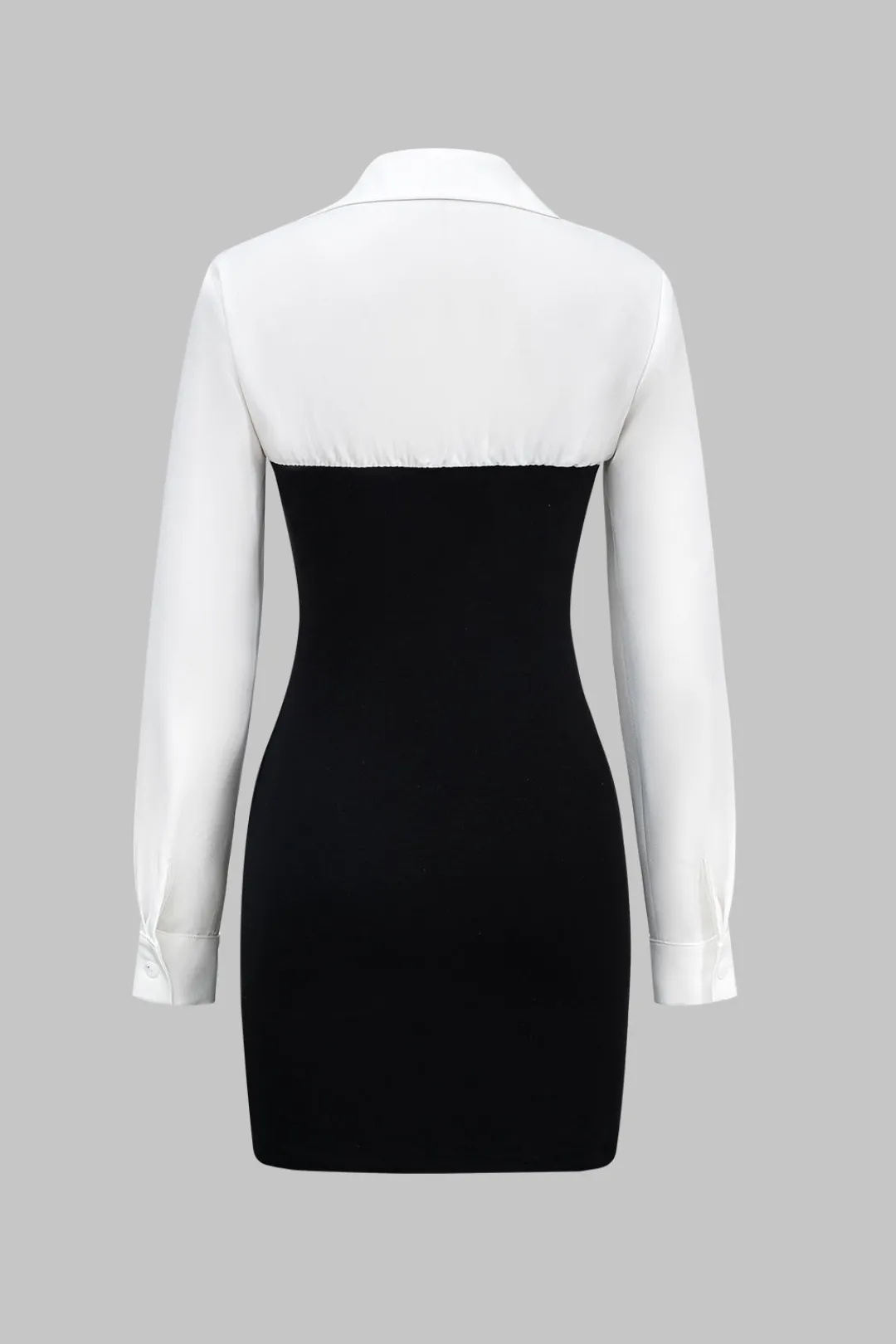 MICAS Long Sleeve Dresses|Mini Dresses-Patchwork Long Sleeve Mini Dress Contrast Color