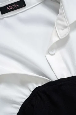 MICAS Long Sleeve Dresses|Mini Dresses-Patchwork Long Sleeve Mini Dress Contrast Color