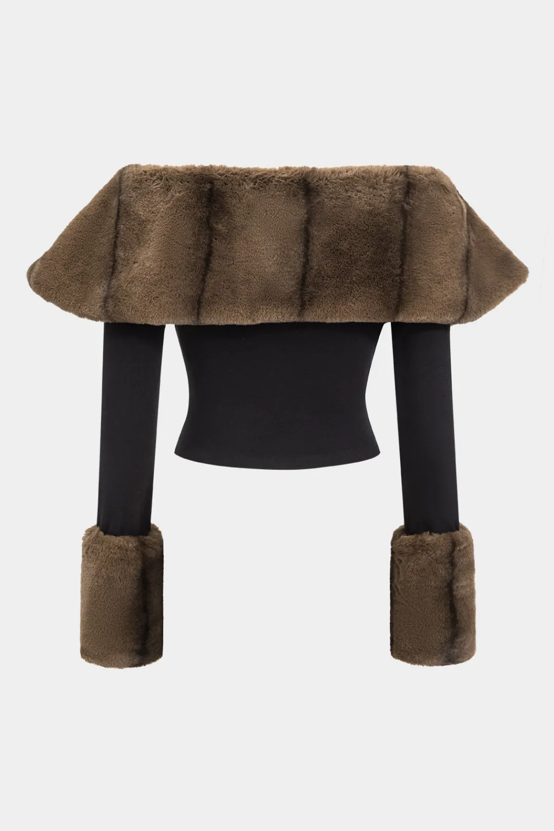 MICAS Long Sleeve Tops|Long Sleeves Tops-Patchwork Off Shoulder Long-Sleeve Top