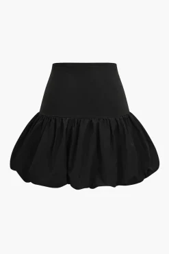 MICAS Skirts-Patchwork Puff Mini Skirt