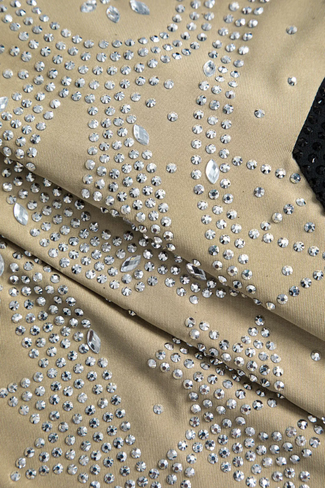 MICAS Mini Dresses-Patchwork Rhinestone Spaghetti Strap Sleeveless Mini Dress Contrast Color