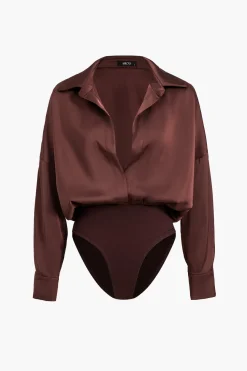 MICAS Bodysuits-Patchwork Satin Bodysuit