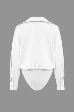 MICAS Bodysuits-Patchwork Satin Bodysuit