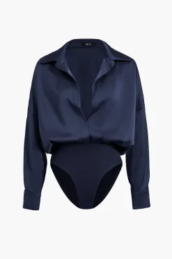 MICAS Bodysuits-Patchwork Satin Bodysuit