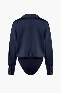 MICAS Bodysuits-Patchwork Satin Bodysuit