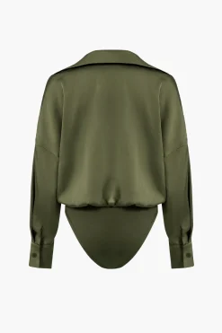 MICAS Bodysuits-Patchwork Satin Bodysuit