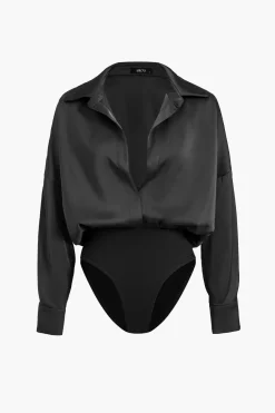 MICAS Bodysuits-Patchwork Satin Bodysuit