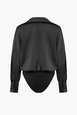 MICAS Bodysuits-Patchwork Satin Bodysuit