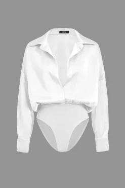 MICAS Bodysuits-Patchwork Satin Bodysuit