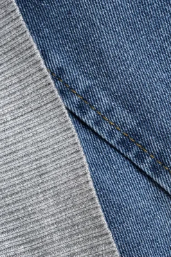 MICAS Outerwear|Outerwear-Patchwork Zipper Denim Outerwear Jacket