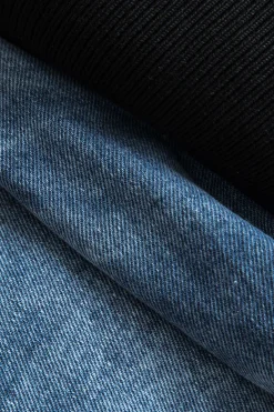 MICAS Outerwear|Outerwear-Patchwork Zipper Denim Outerwear Jacket