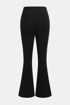 MICAS Pant Sets-Patchwork Zipper Jacket And Flared Leg Trousers Set BLACK