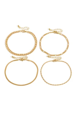 MICAS Accessories-4pc Chain Anklet Set PURE GOLD