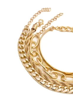 MICAS Bracelets|Accessories-4pc Cuban Chain Link Bracelet Set