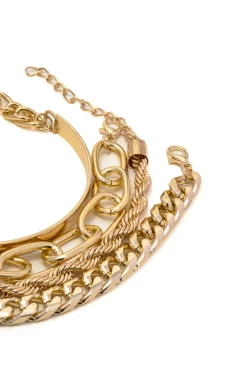 MICAS Bracelets|Accessories-4pc Cuban Chain Link Bracelet Set