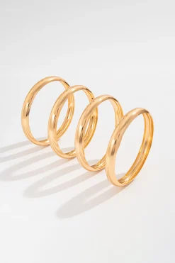 MICAS Bracelets|Accessories-4pc Smooth Simple Shape Bracelet Set GOLD