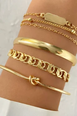 MICAS Bracelets|Accessories-4-pcs Metal Chain Bracelet Set GOLD