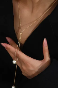 MICAS Necklaces|Accessories-Pearl Adjustable Necklace GOLD