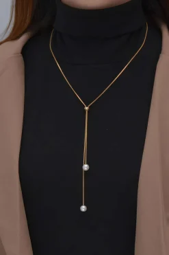 MICAS Necklaces|Accessories-Pearl Adjustable Necklace GOLD