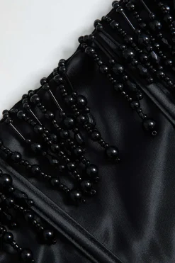 MICAS Midi Dresses-Pearl Braided Eyelet Corset Midi Dress